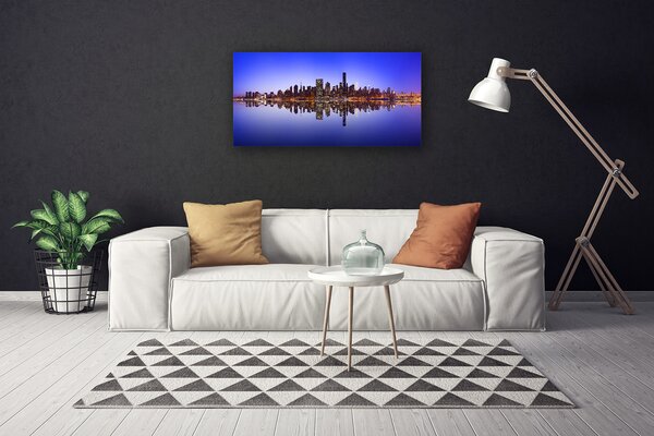 Tablou pe panza canvas Water City Case Albastru Maro Alb