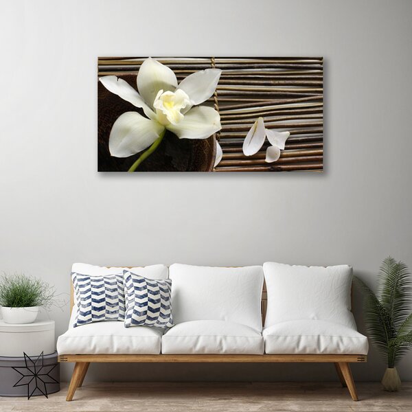 Tablou pe panza canvas Flower Floral Alb Brun Verde