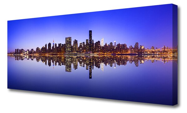 Tablou pe panza canvas Water City Case Albastru Maro Alb