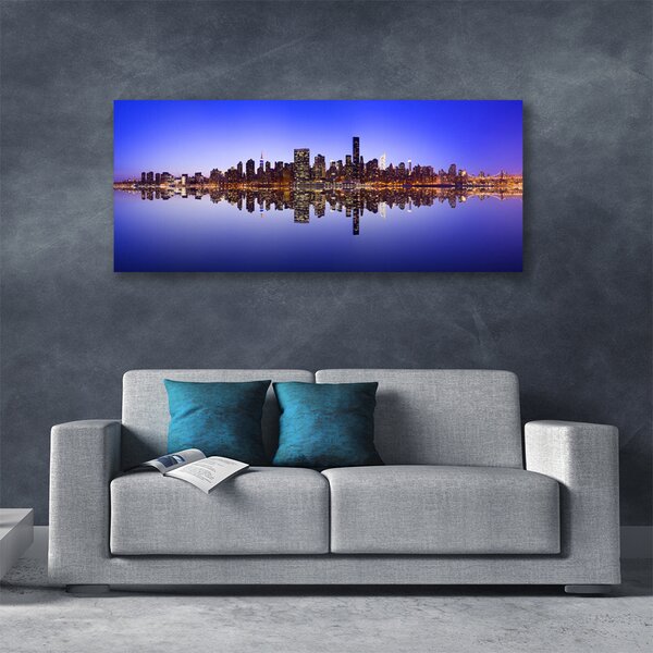 Tablou pe panza canvas Water City Case Albastru Maro Alb