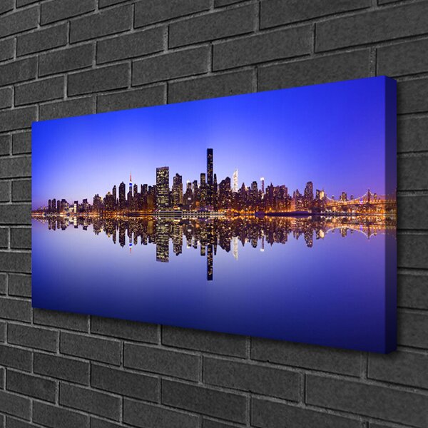 Tablou pe panza canvas Water City Case Albastru Maro Alb