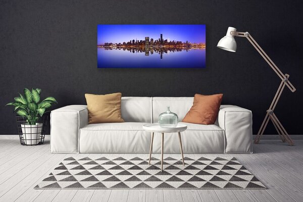 Tablou pe panza canvas Water City Case Albastru Maro Alb