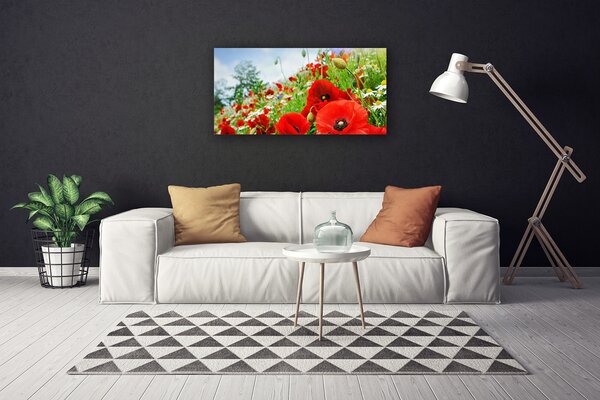 Tablou pe panza canvas Flori Natura Roșu Verde