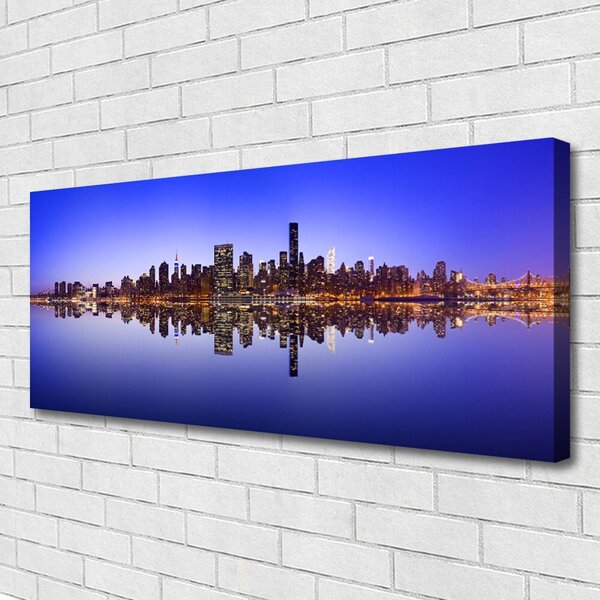 Tablou pe panza canvas Water City Case Albastru Maro Alb