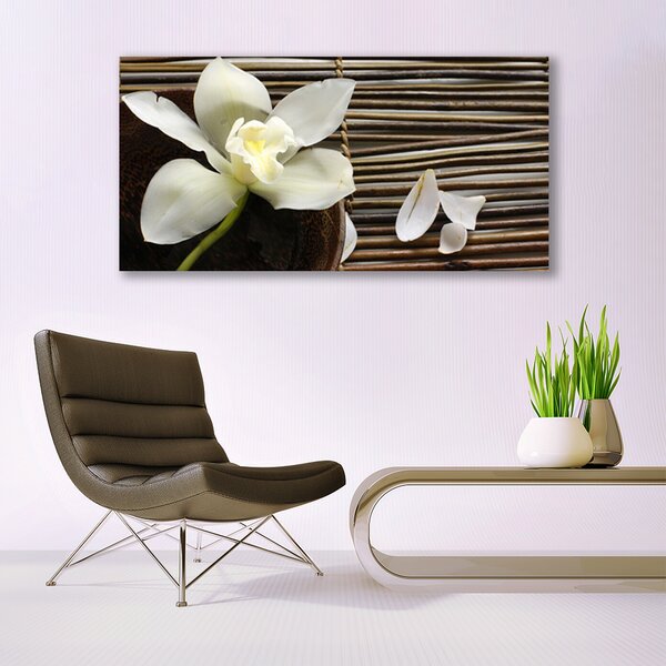 Tablou pe panza canvas Flower Floral Alb Brun Verde