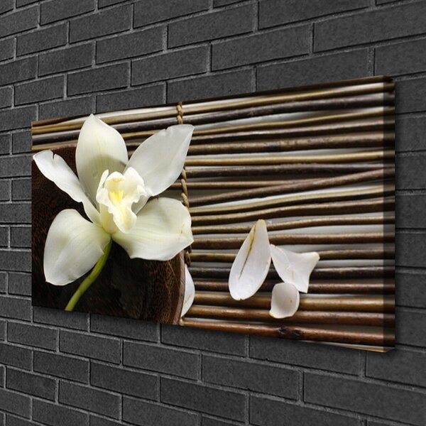 Tablou pe panza canvas Flower Floral Alb Brun Verde