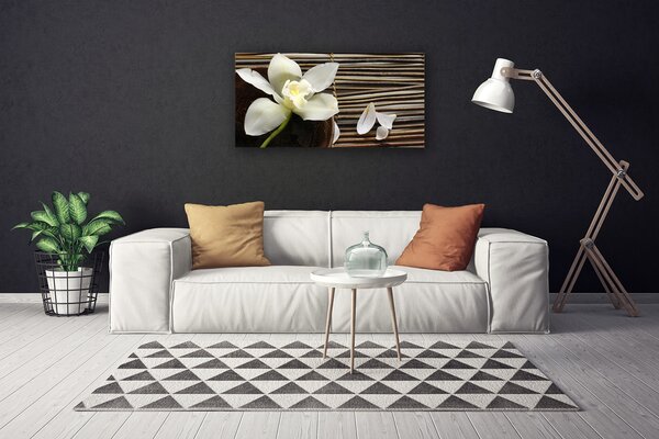 Tablou pe panza canvas Flower Floral Alb Brun Verde