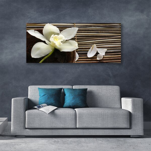 Tablou pe panza canvas Flower Floral Alb Brun Verde