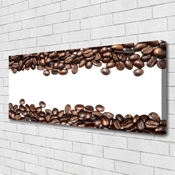 Tablou pe panza canvas Boabe de cafea Bucatarie Brun Alb