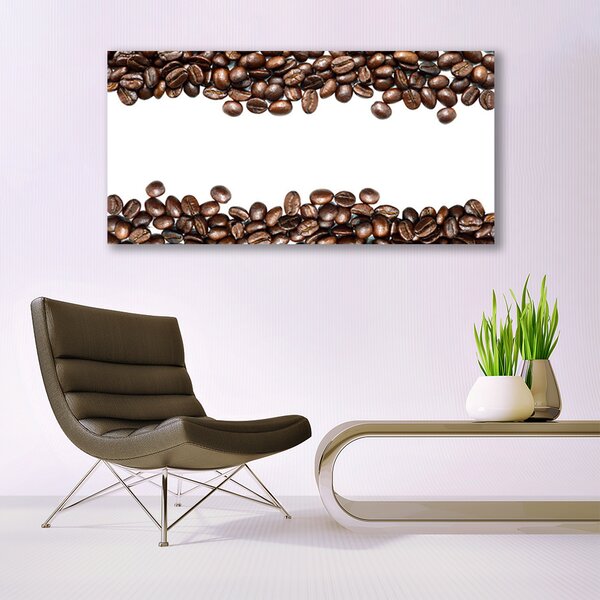 Tablou pe panza canvas Boabe de cafea Bucatarie Brun Alb