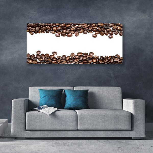 Tablou pe panza canvas Boabe de cafea Bucatarie Brun Alb