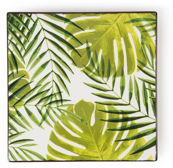 Suport pentru vase fierbinti, din ceramica si pluta, L15xl15 cm, Foliage Verde