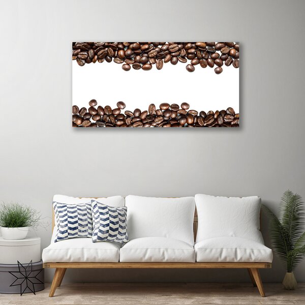 Tablou pe panza canvas Boabe de cafea Bucatarie Brun Alb