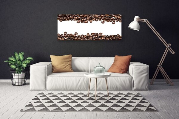 Tablou pe panza canvas Boabe de cafea Bucatarie Brun Alb