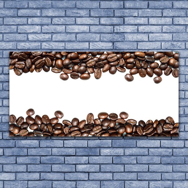 Tablou pe panza canvas Boabe de cafea Bucatarie Brun Alb