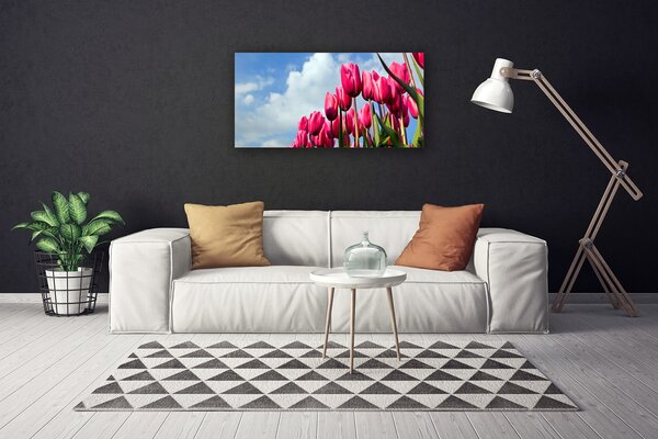 Tablou pe panza canvas Tulip Floral Roz Verde
