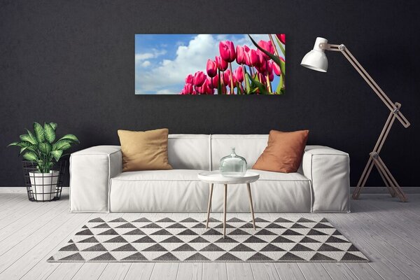Tablou pe panza canvas Tulip Floral Roz Verde
