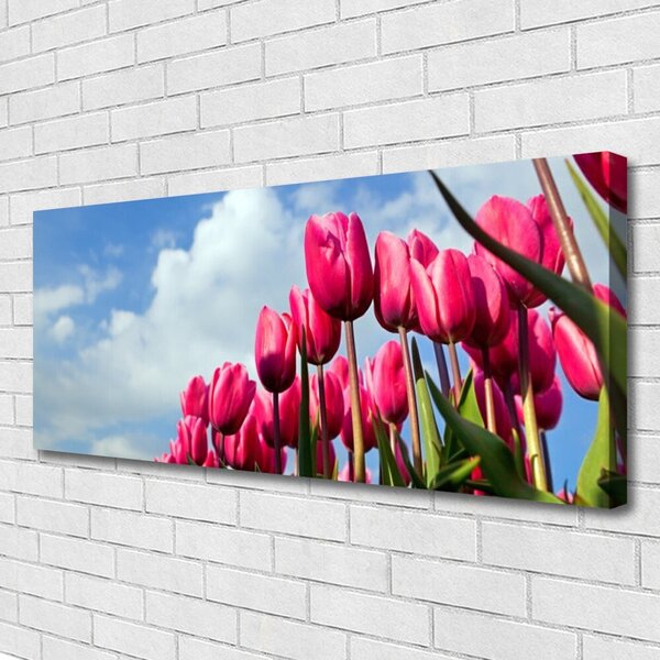 Tablou pe panza canvas Tulip Floral Roz Verde