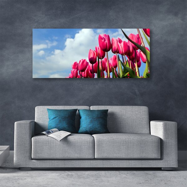 Tablou pe panza canvas Tulip Floral Roz Verde