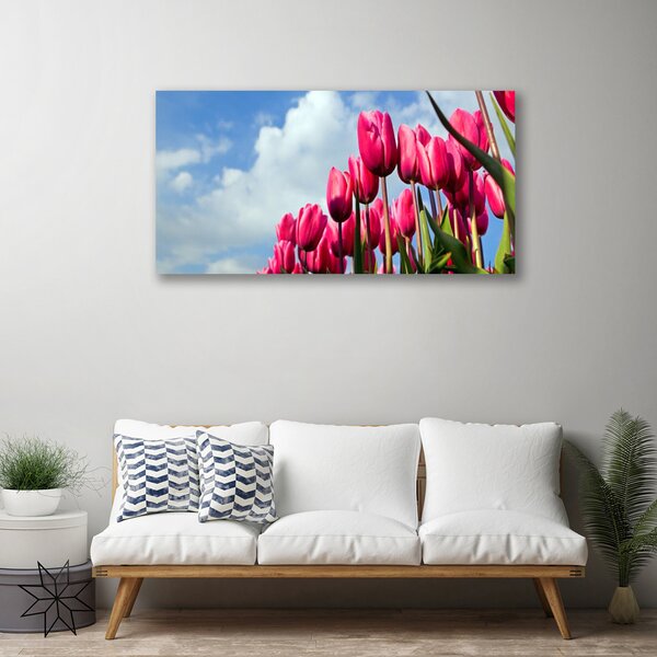 Tablou pe panza canvas Tulip Floral Roz Verde