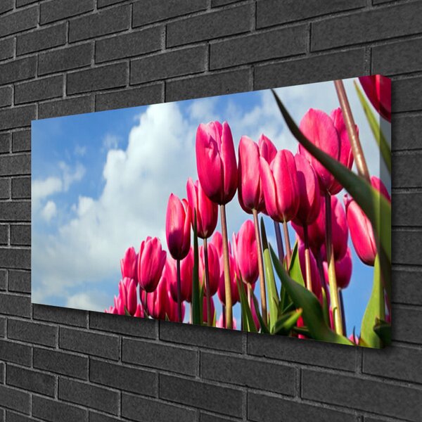 Tablou pe panza canvas Tulip Floral Roz Verde