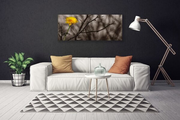 Tablou pe panza canvas Filiala de flori Floral Gri Galben