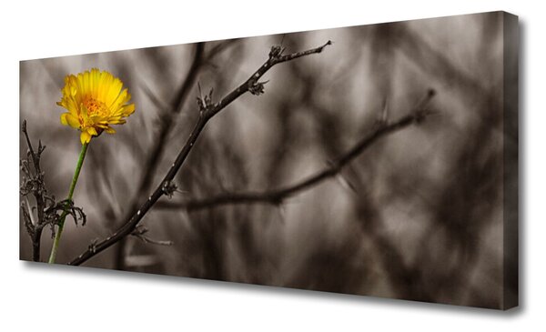 Tablou pe panza canvas Filiala de flori Floral Gri Galben
