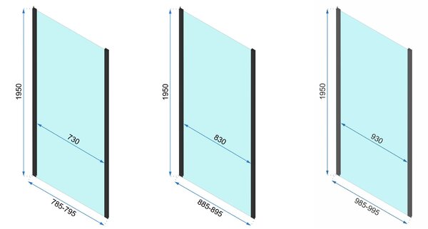 Rea Rapid Swing, cabină de duș pe colț 70 (uşă) x 80 (perete) x 195 cm, sticlă transparentă de 6 mm, profil negru, KPL-009919