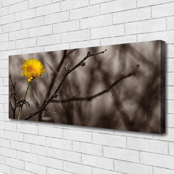 Tablou pe panza canvas Filiala de flori Floral Gri Galben