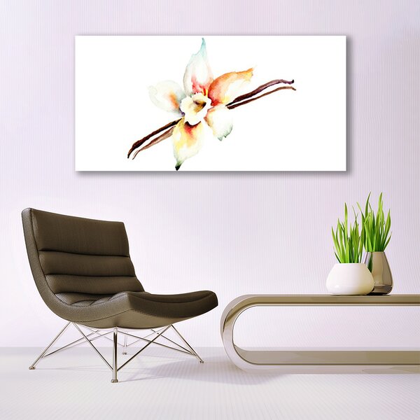 Tablou pe panza canvas Flower Art Alb Brun Roșu