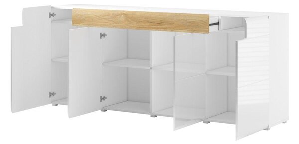 Comodă Tamie Tamie Typ 25 (Alb lucios + Stejar sanremo). Promo -16%. 1030181