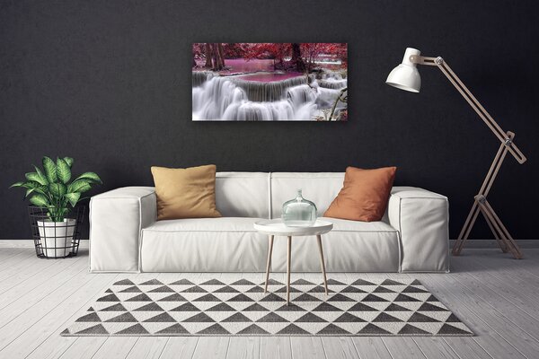 Tablou pe panza canvas Watterfall copac Natura Alb Roz Maro