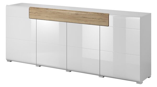 Comodă Tamie Tamie Typ 25 (Alb lucios + Stejar sanremo). Promo -16%. 1030181