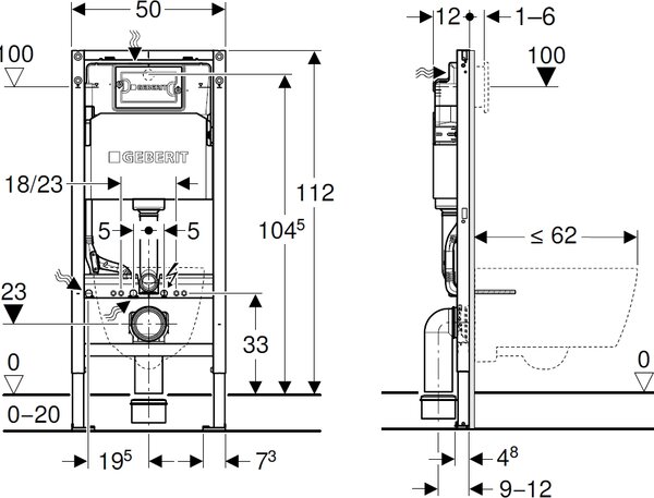 Geberit Duofix Basic cadru încastrat pentru vas wc suspendat 111.153.00.3