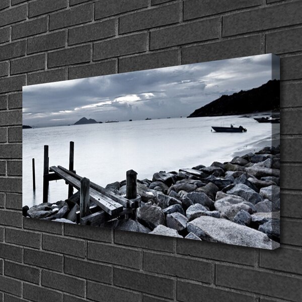 Tablou pe panza canvas Sea Beach Peisaj pietre gri