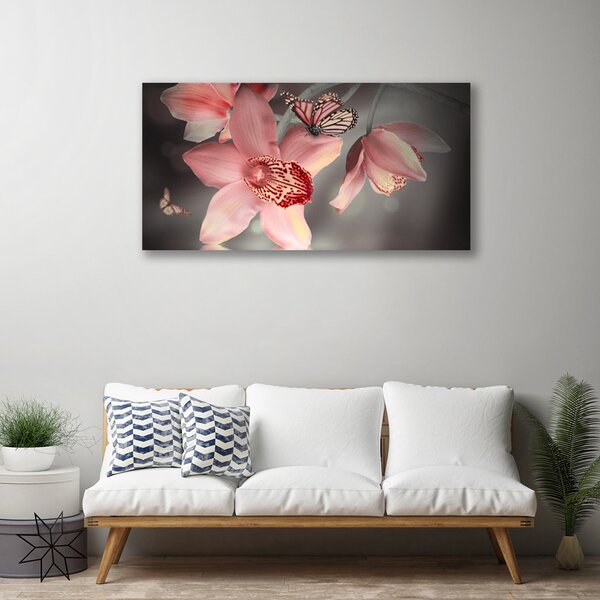 Tablou pe panza canvas Flori Floral Roz Gri