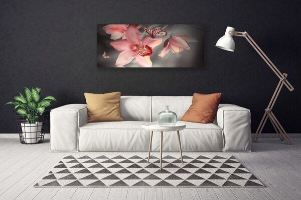 Tablou pe panza canvas Flori Floral Roz Gri