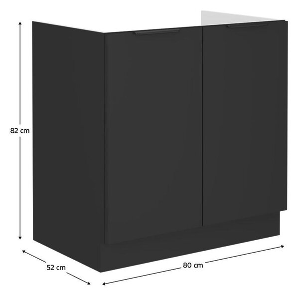 Dulap inferior chiuvetă Sobera 80 ZL 2F BB (negru) . 1096979