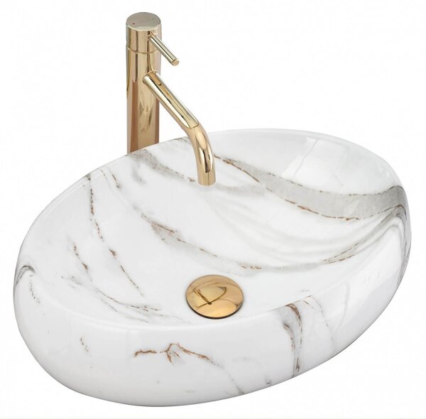 Lavoar Linda alb marmura ceramica sanitara – 48,5 cm