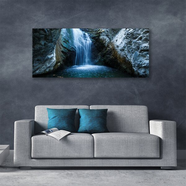 Tablou pe panza canvas Watterfall Natura Gri Albastru