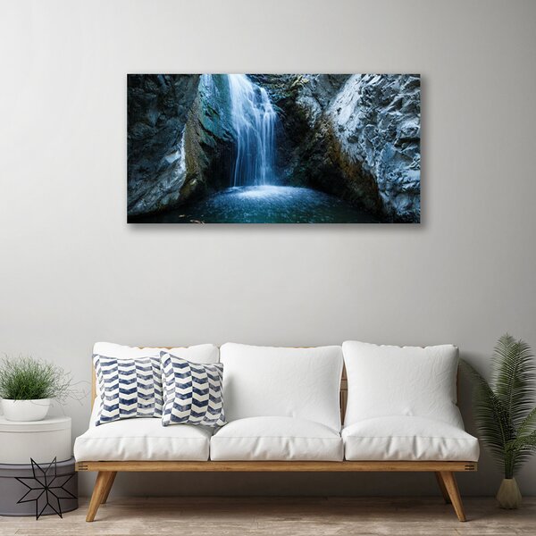 Tablou pe panza canvas Watterfall Natura Gri Albastru