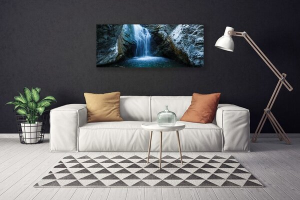 Tablou pe panza canvas Watterfall Natura Gri Albastru