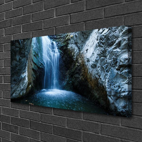 Tablou pe panza canvas Watterfall Natura Gri Albastru