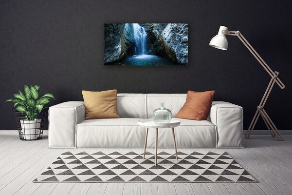 Tablou pe panza canvas Watterfall Natura Gri Albastru