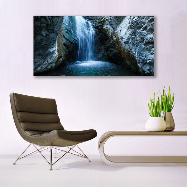 Tablou pe panza canvas Watterfall Natura Gri Albastru
