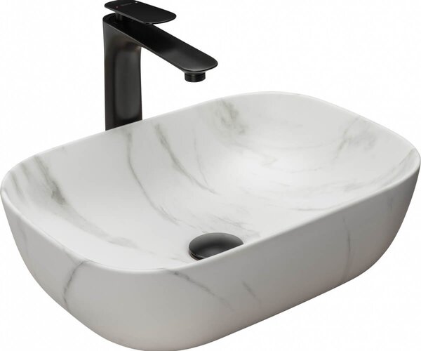 Lavoar Belinda Marmura Mat ceramica sanitara – 46 cm