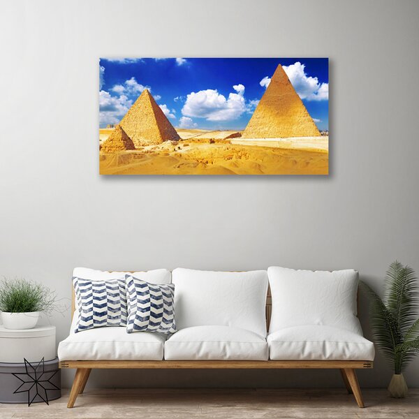 Tablou pe panza canvas Desert Piramidele Peisaj Galben Albastru