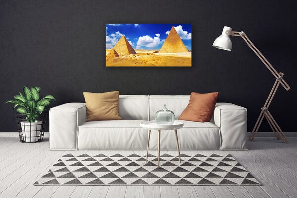 Tablou pe panza canvas Desert Piramidele Peisaj Galben Albastru