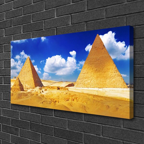 Tablou pe panza canvas Desert Piramidele Peisaj Galben Albastru