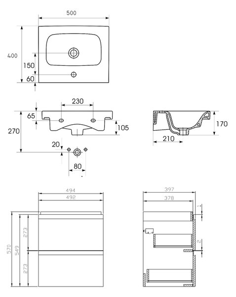 Cersanit Moduo lavoar cu dulap 50 cm fără S4013-007